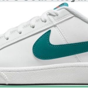 White Sneakers with Teal Swoosh